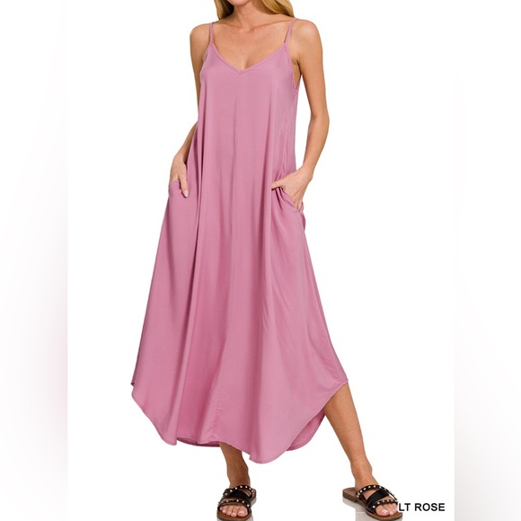 Zenana Outfitters Dresses & Skirts - Zenana Light Rose Sleeveless Maxi Dress 100% Rayon